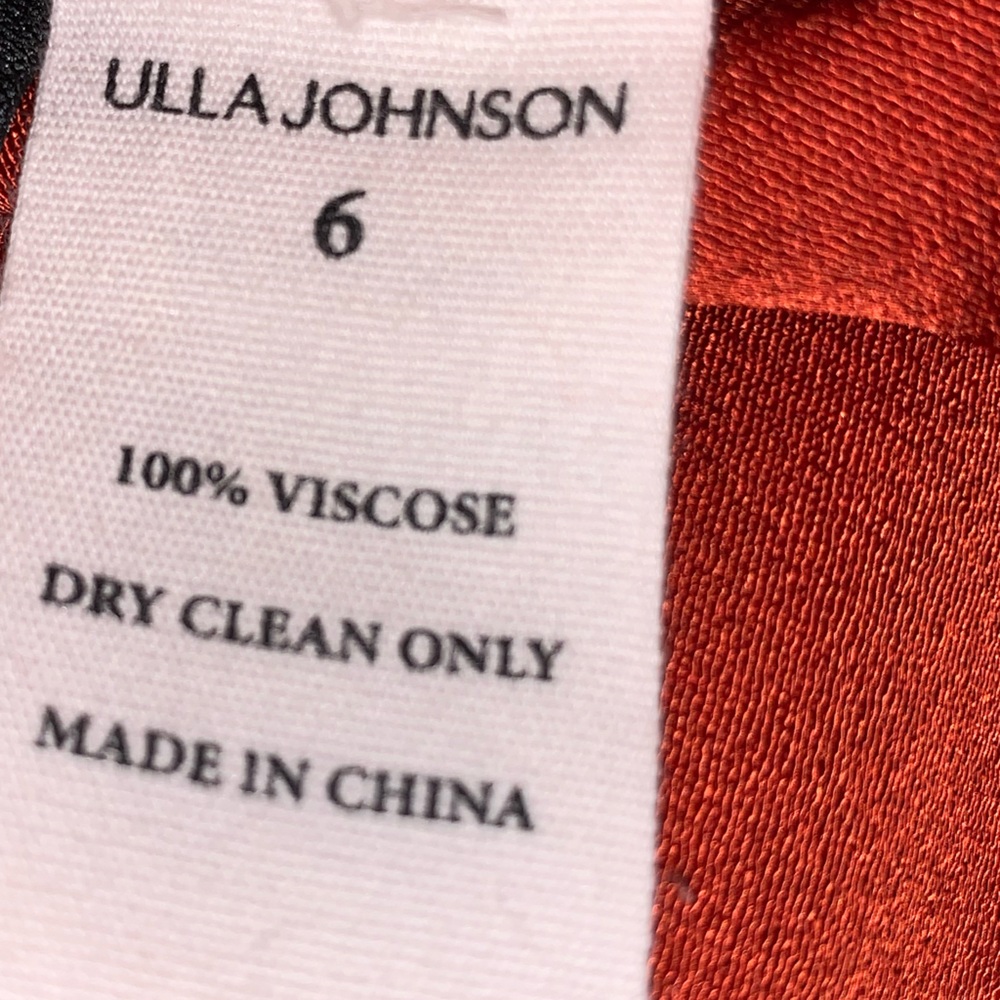 Ulla Johnson, Marion Puff-Sleeve Belted Peplum Midi Dress In Noir Red Size 6 - Picture 10 of 10